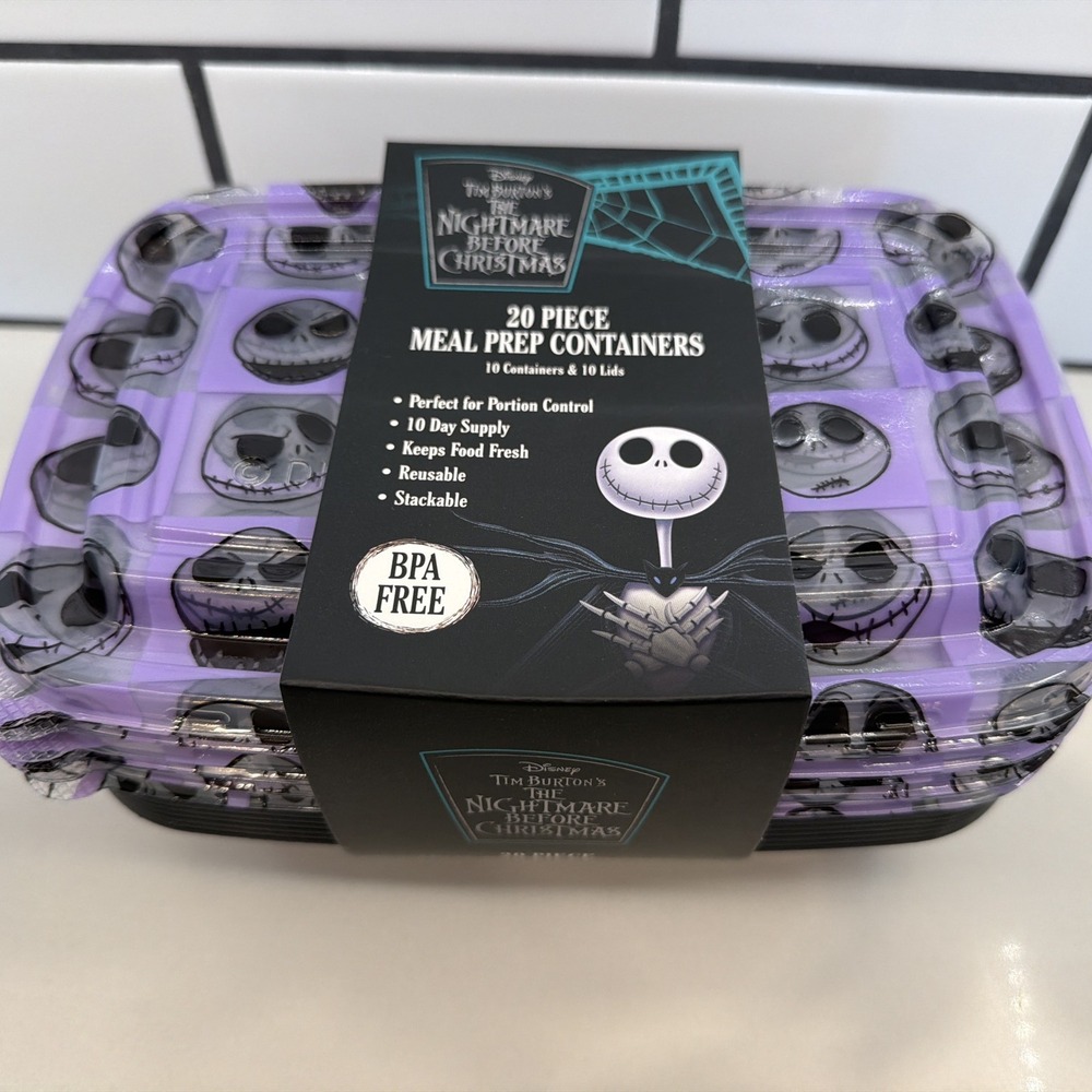 DISNEY Nightmare Before Christmas Food Storage Containers MEAL PREP NEW Purple